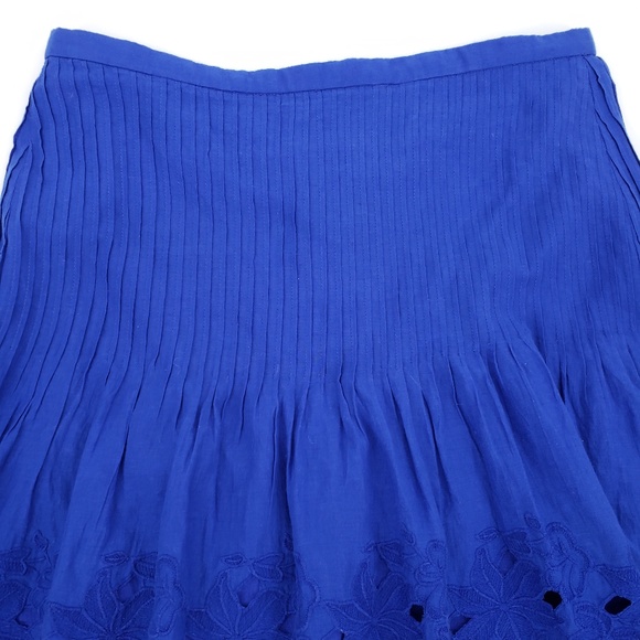 J Crew Eyelet Floral Embroidered Pleated Skirt 2 - Picture 3 of 8